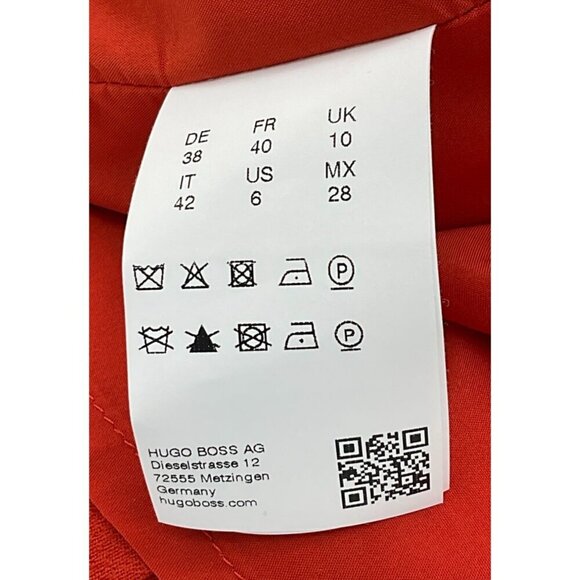 HUGO BOSS Sleeveless Round Neck Paneled Stretch Wool Orange Stretch Wool Dress 6 - Picture 8 of 9